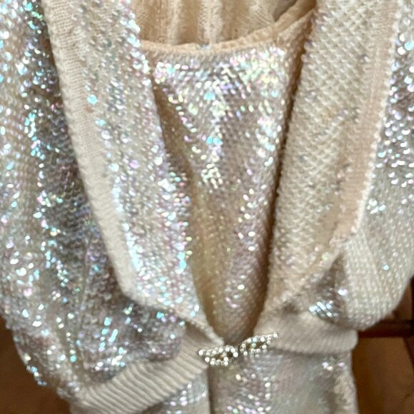 Handmade vintage sequin sweater set, shrug and shell - Picture 5 of 10